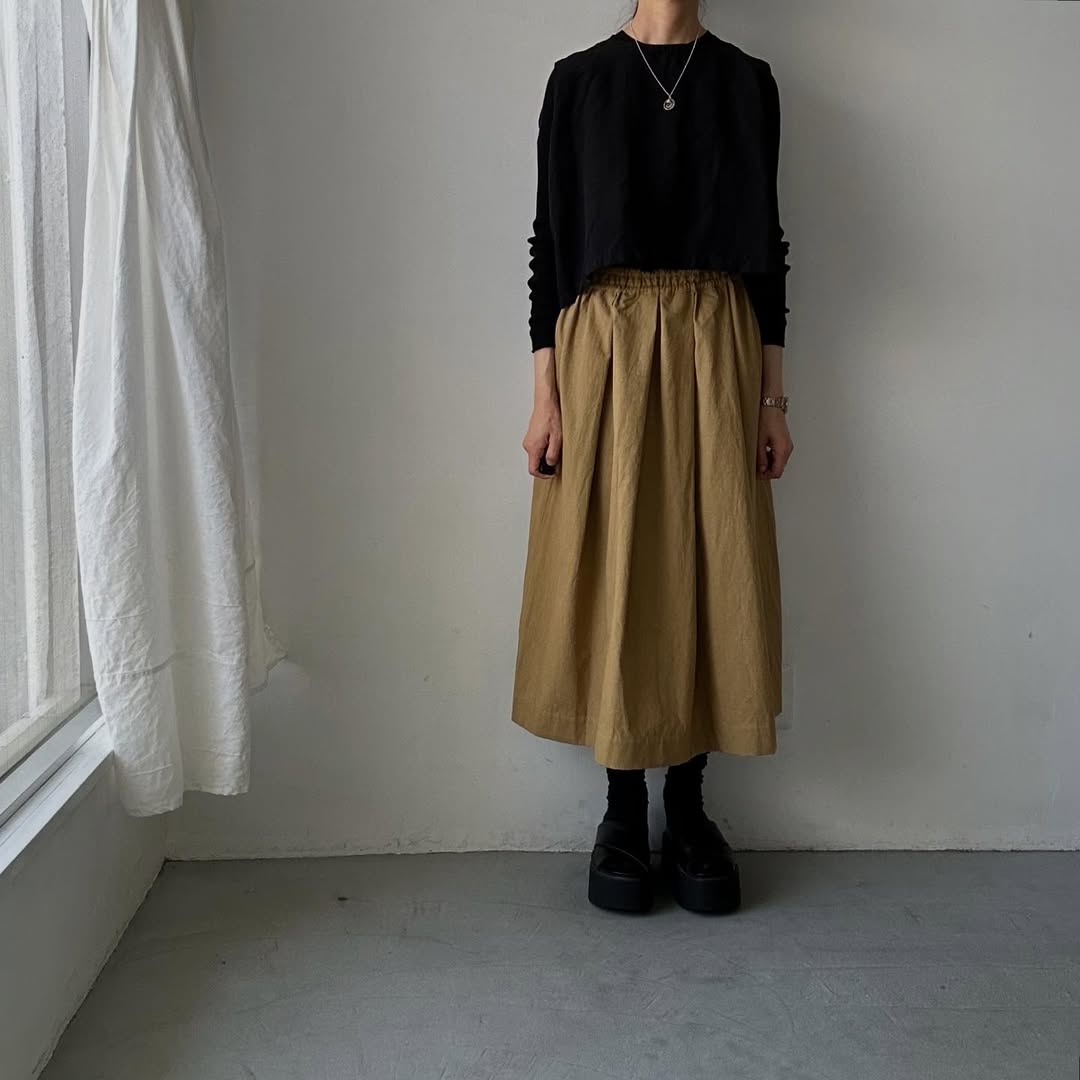 Linenya コットンタックスカート ベージュ