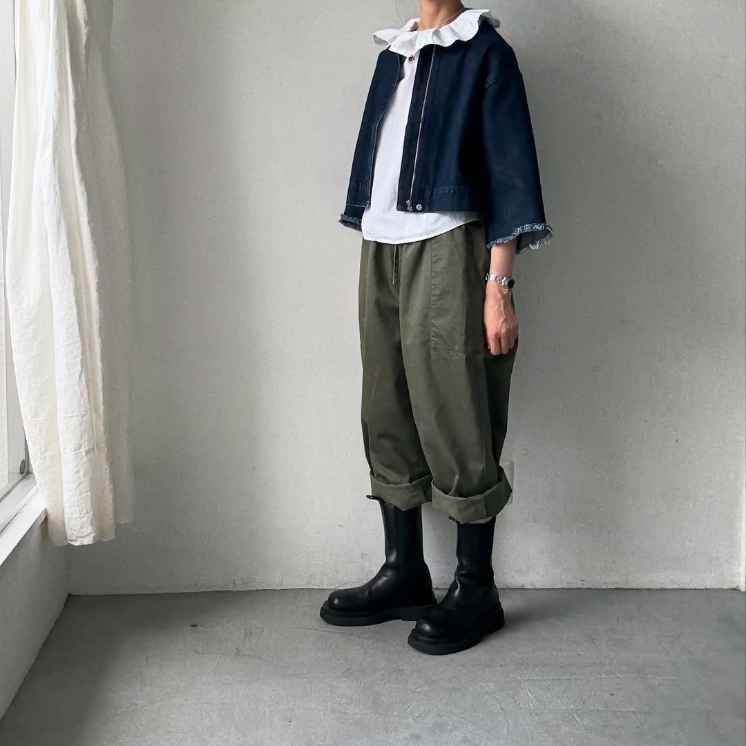 homspun 高密度ウエポンギャザーパンツ グリーン