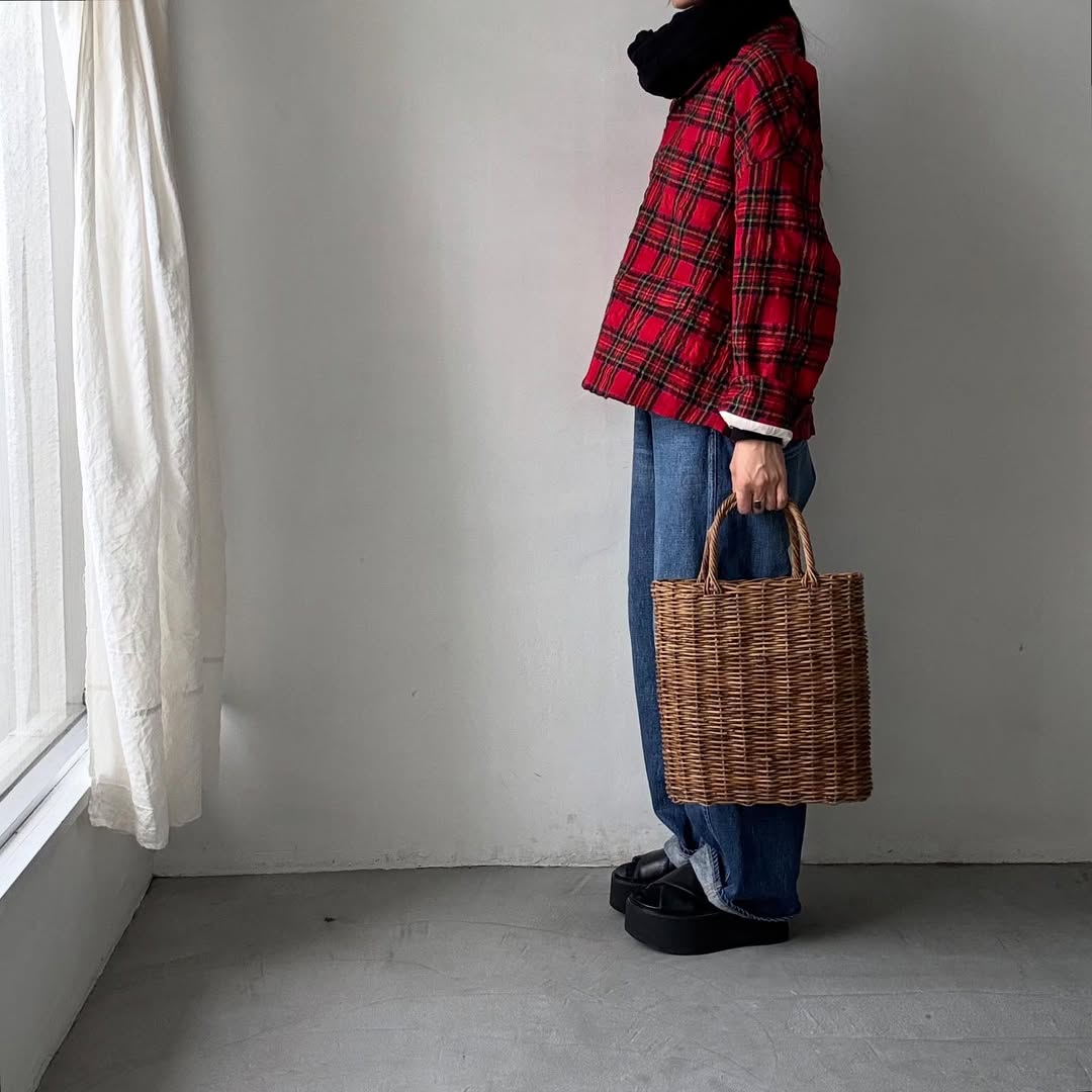 atelier naruse ウールコットンタータンチェックテーラードジャケット