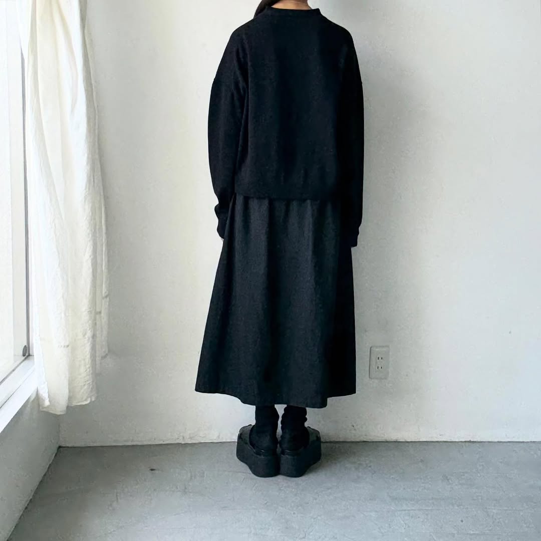 atelier naruse コットンウールニットカーディガン ブラック