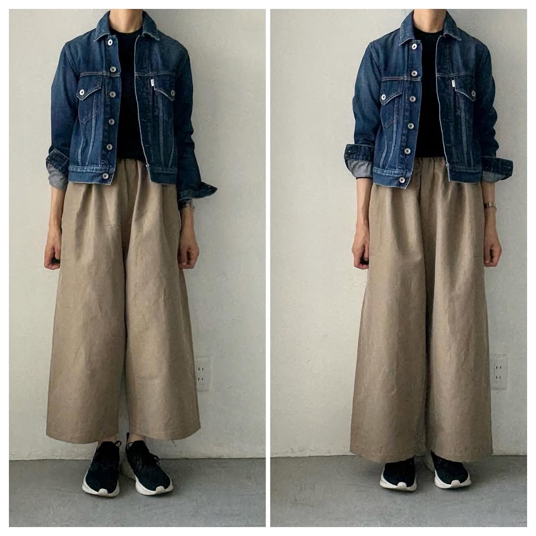 homspun ウールリネンギャザーワイドパンツ ベージュ
