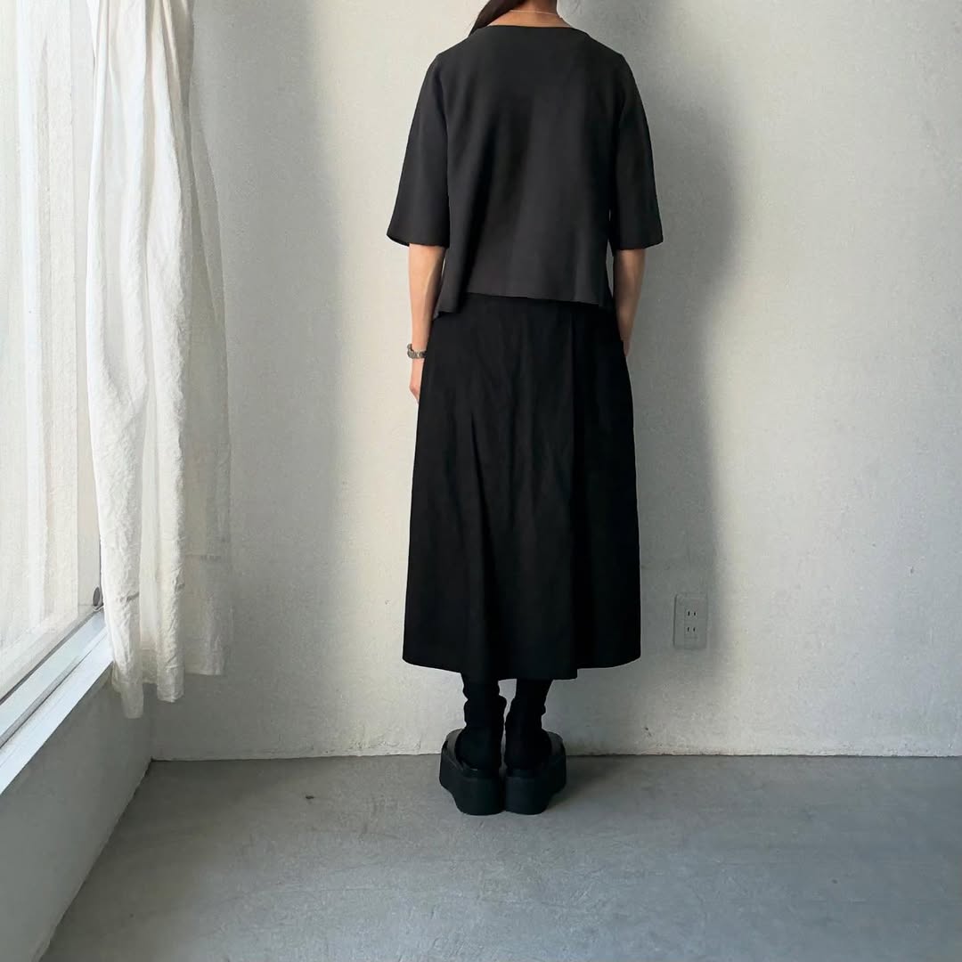 F/style 綿麻ニット5分袖カーディガン スミ