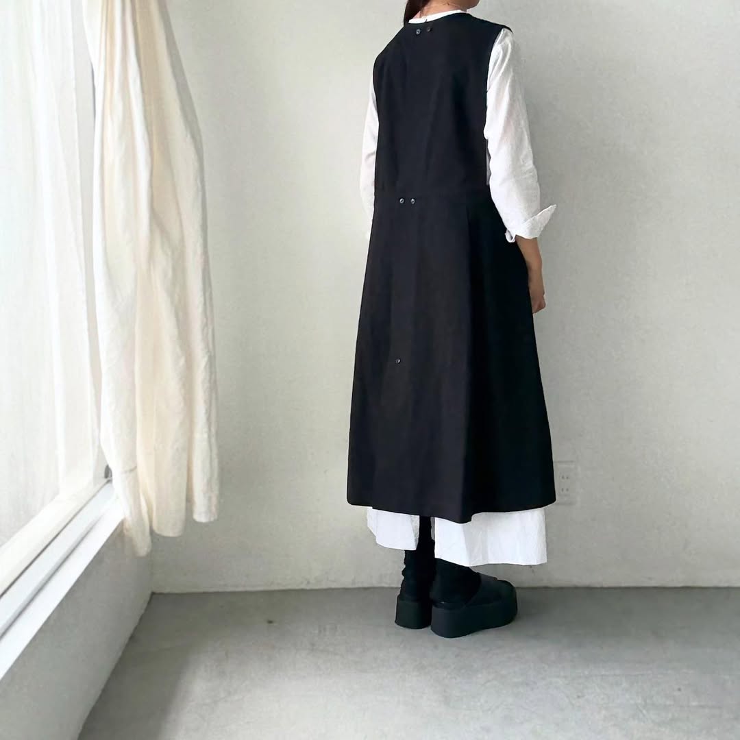 atelier d'antan kobell コットンエプロンドレス ブラック