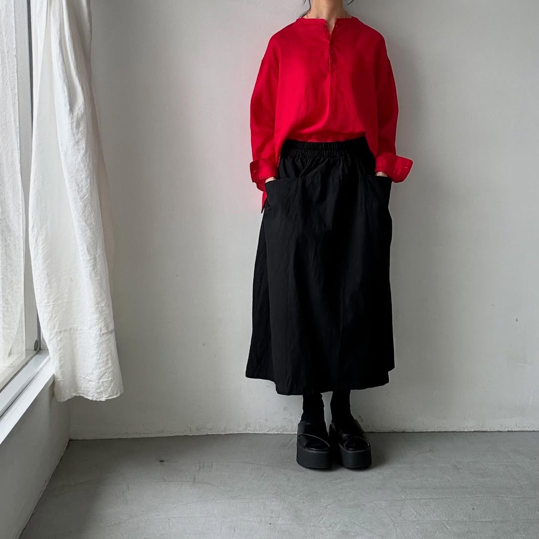 atelier naruse リネンスモックブラウス レッド