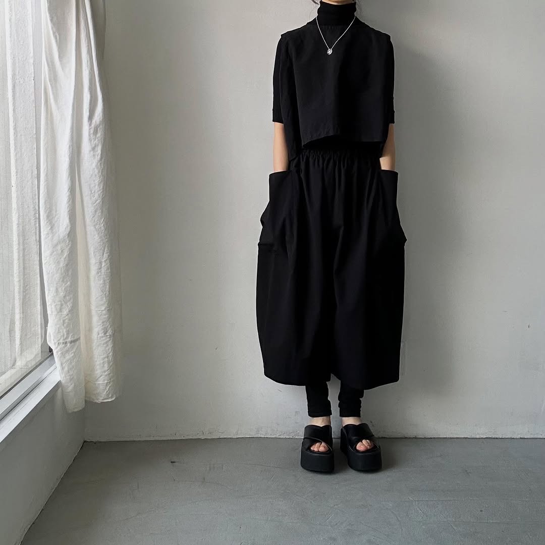 TENNE HANDCRAFTED MODERN ビッグポケットキュロット ブラック