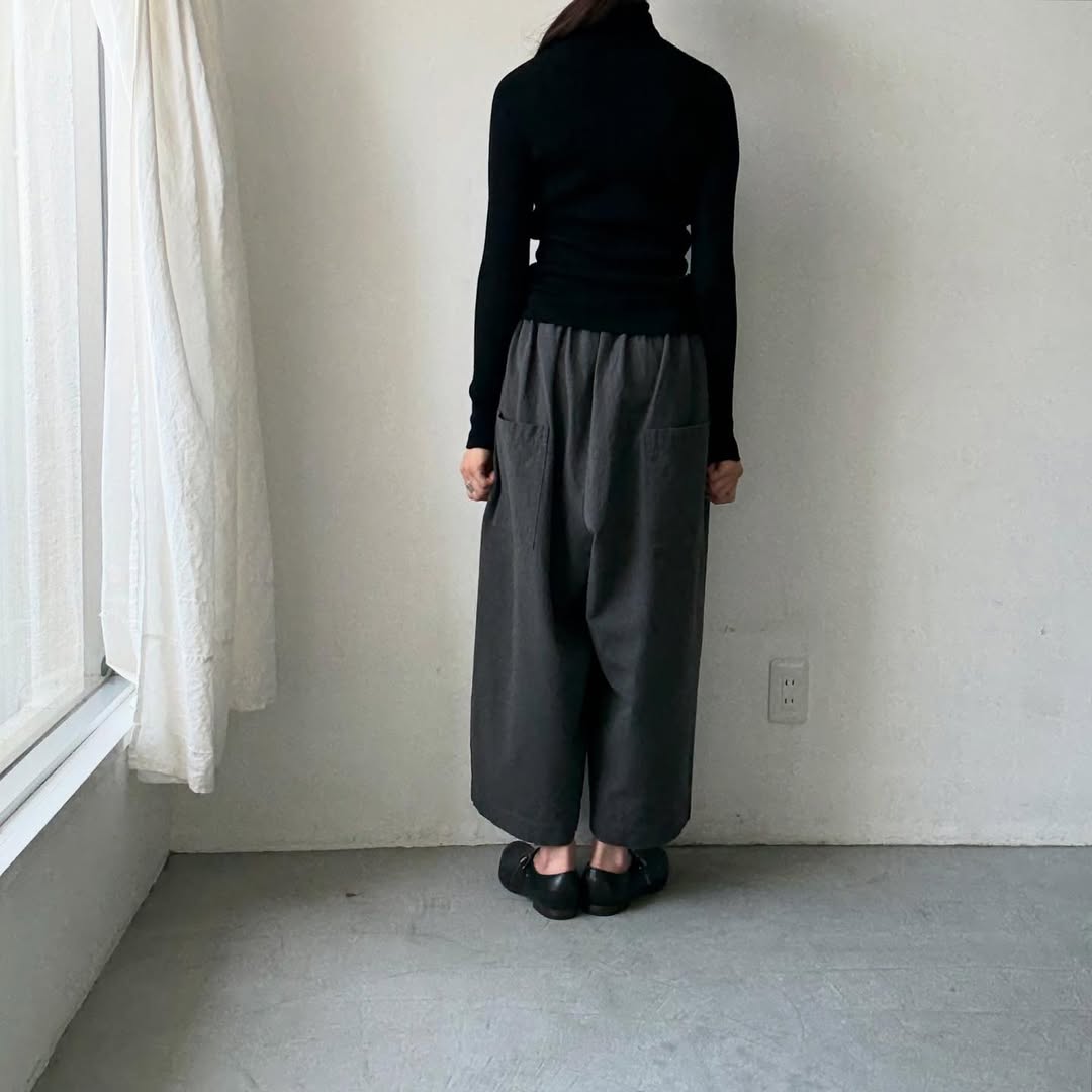 受付終了🟡11月納期受注会商品🟡 SACUCA ウールコットンリネンポケットワイドパンツ size1
