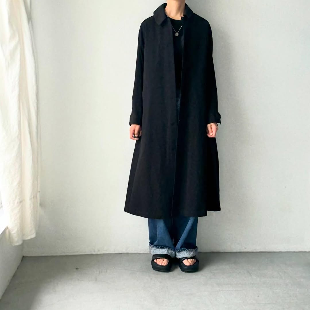 atelier d'antan Girardコットンコートワンピース ブラック