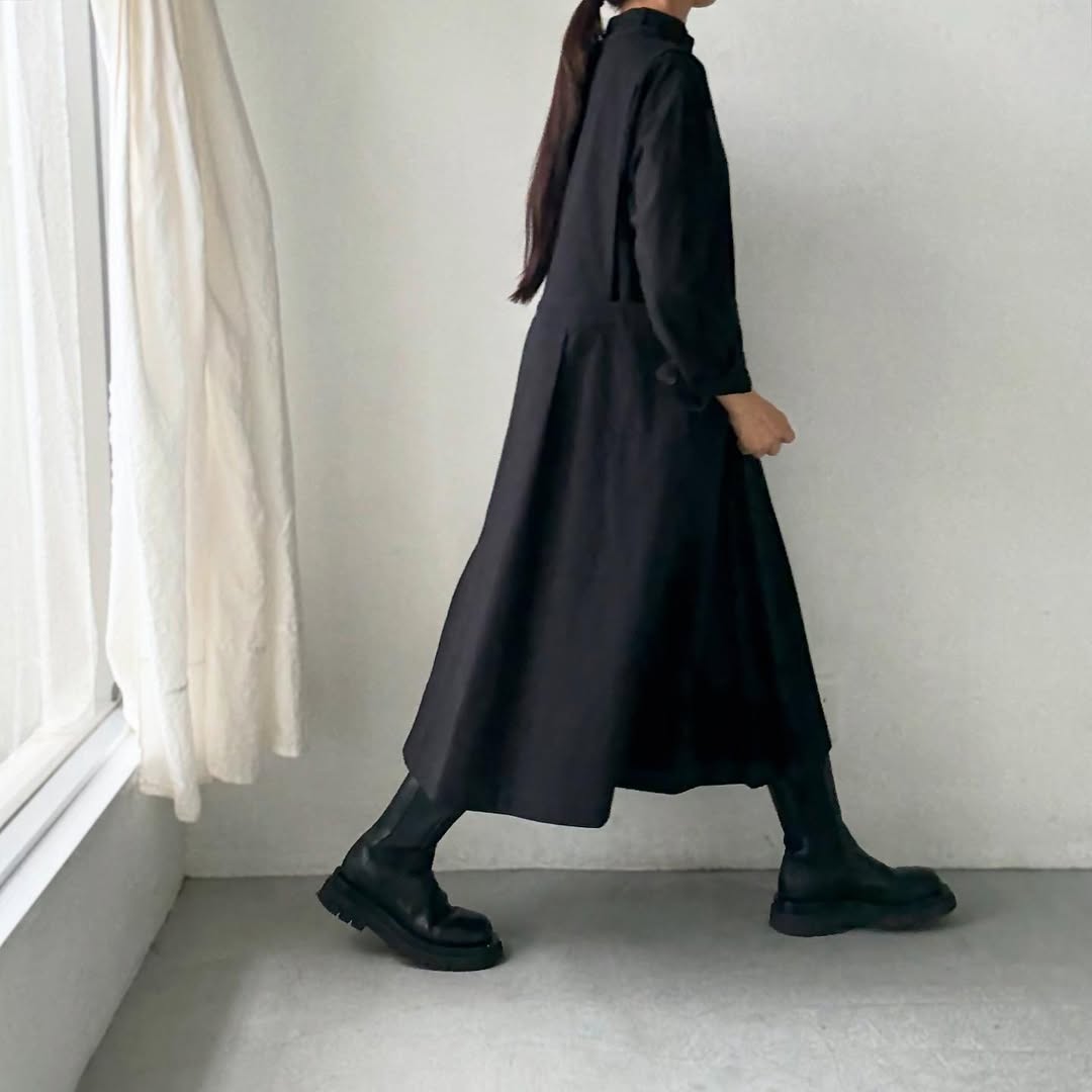 atelier d'antan kobell コットンエプロンドレス ブラック