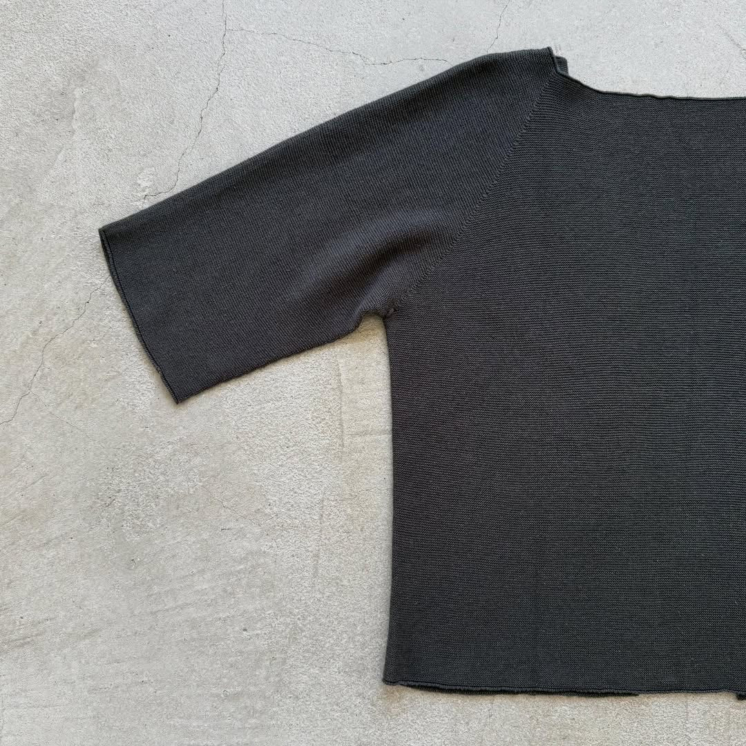 F/style 綿麻ニット5分袖カーディガン スミ