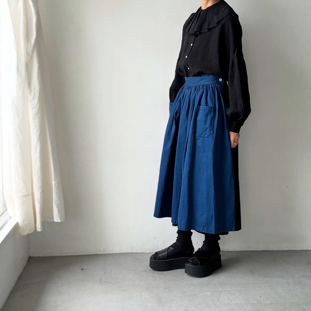 MAGALI ストライプリネンアンティークカラーブラウス
