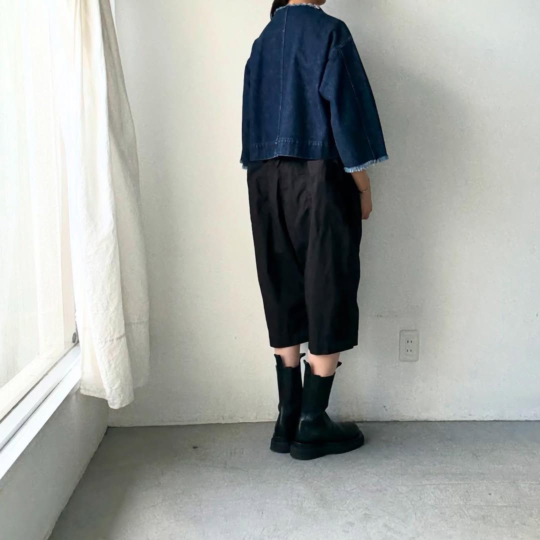 R&D.M.Co ガーメントダイタイプライターハーフゴムパンツ ブラック