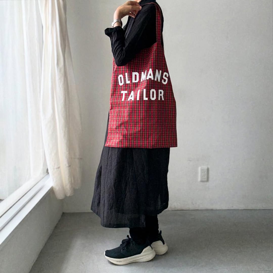 OLDMANS TAILOR OMTプリントトートバッグ レッドチェック