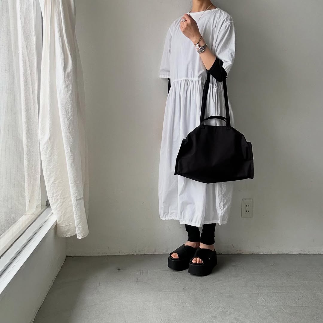 TENNE HANDCRAFTED MODERN ベンタイルコットンボストンバッグ ブラックS