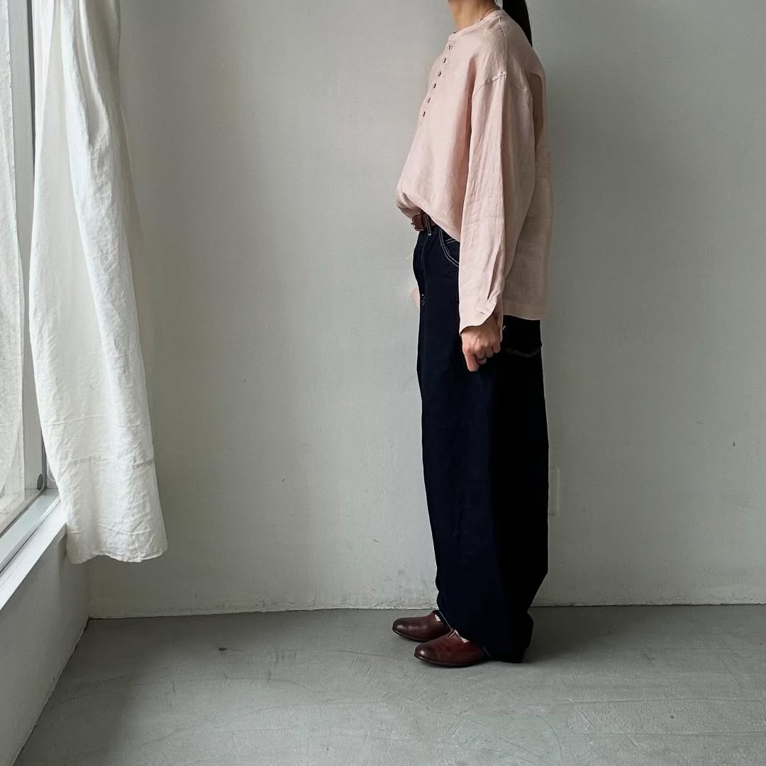 atelier naruse リネンスモックブラウス ペールピンク