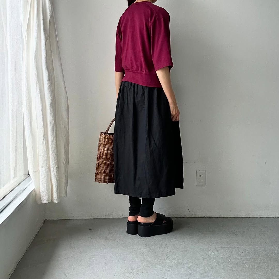 homspun 天竺5分袖カーディガン グレープ
