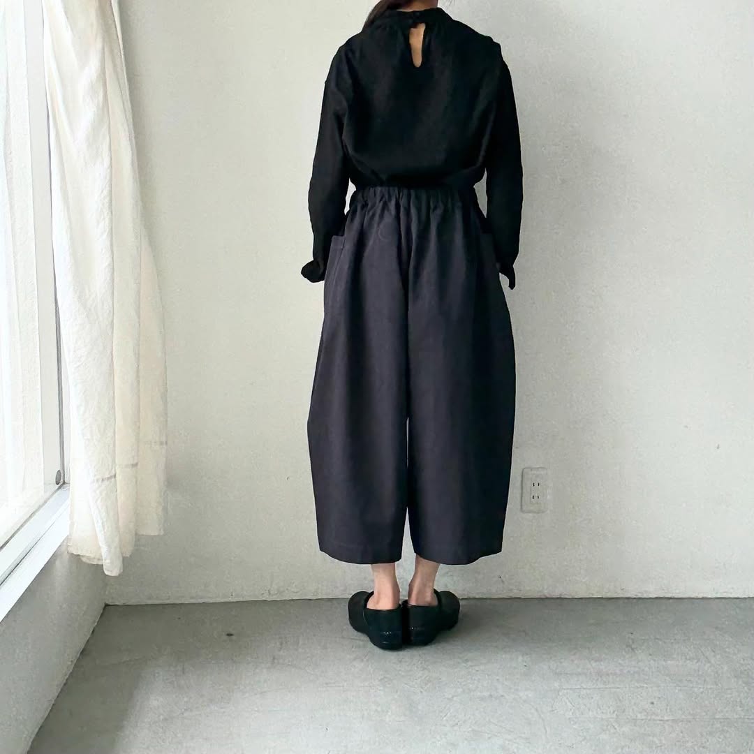 atelier d'antan Perriereコットンワイドパンツ ダークグレー