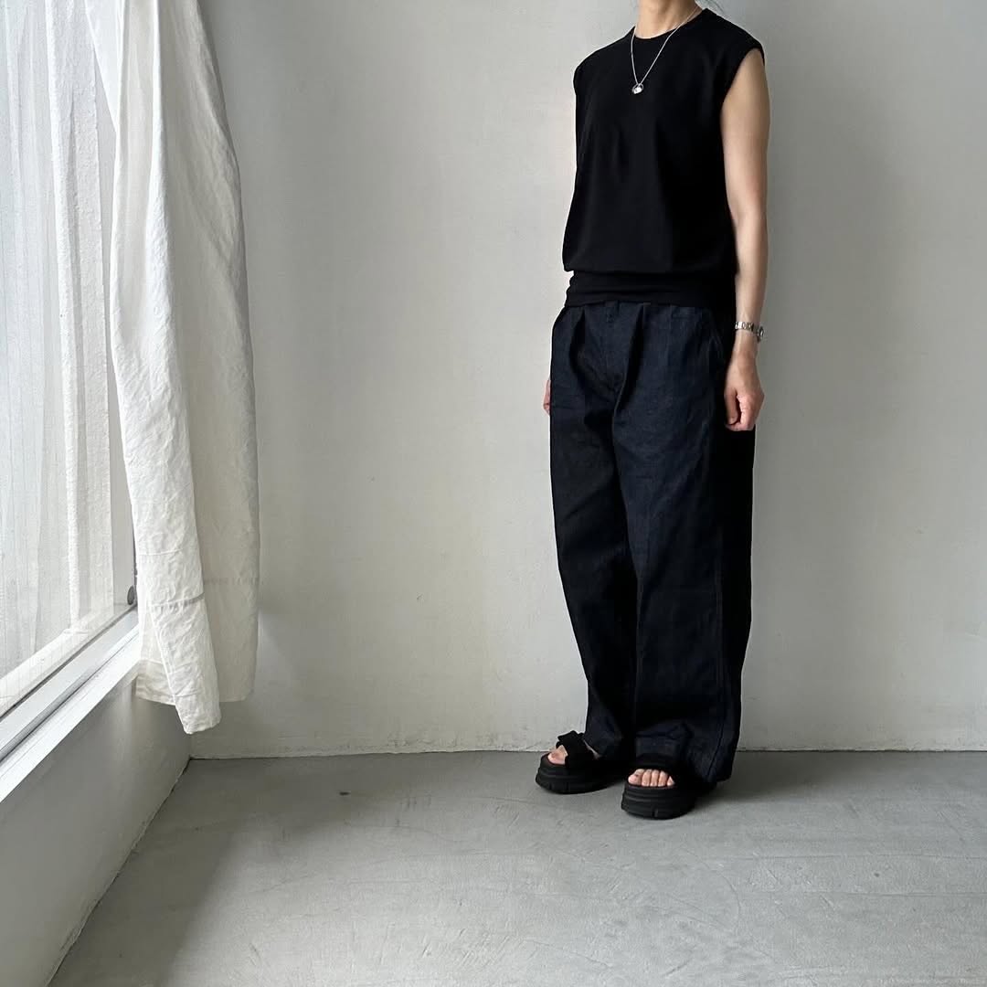 homspun 天竺ノースリーブプルオーバー ブラック