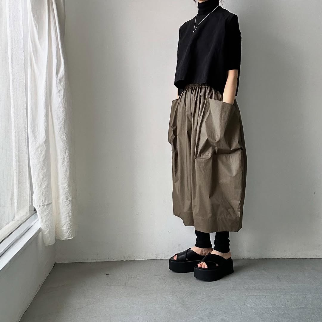 TENNE HANDCRAFTED MODERN ビッグポケットキュロット カーキグリーン