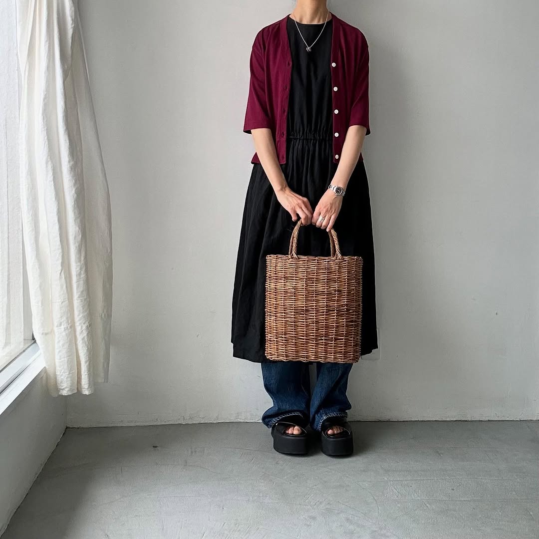 homspun 天竺5分袖カーディガン グレープ