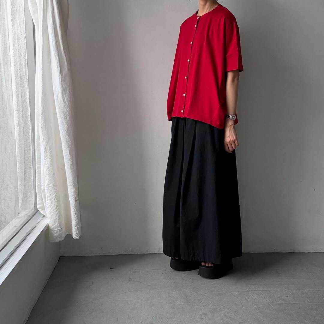 Linenya Tシャツカーディガン レッド