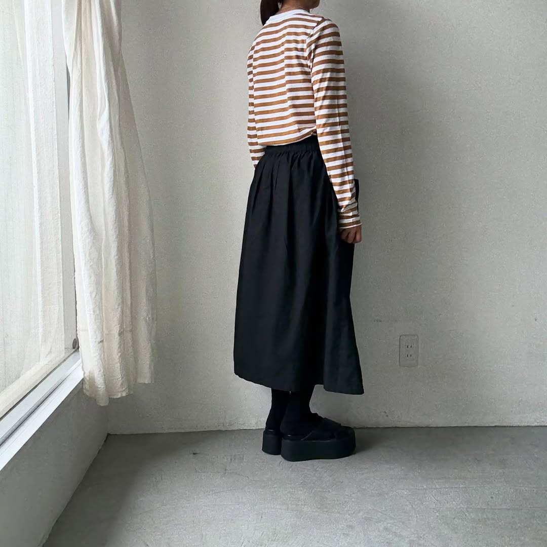 R&D.M.Co ガーゼボーダー長袖Tシャツ カフェオレ Mサイズ