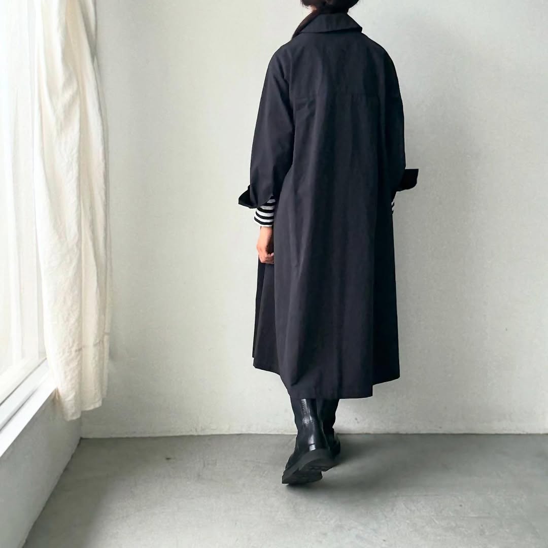 atelier d'antan Girardコットンコートワンピース ダークグレー