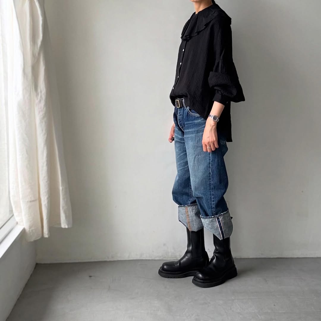 MAGALI ストライプリネンアンティークカラーブラウス