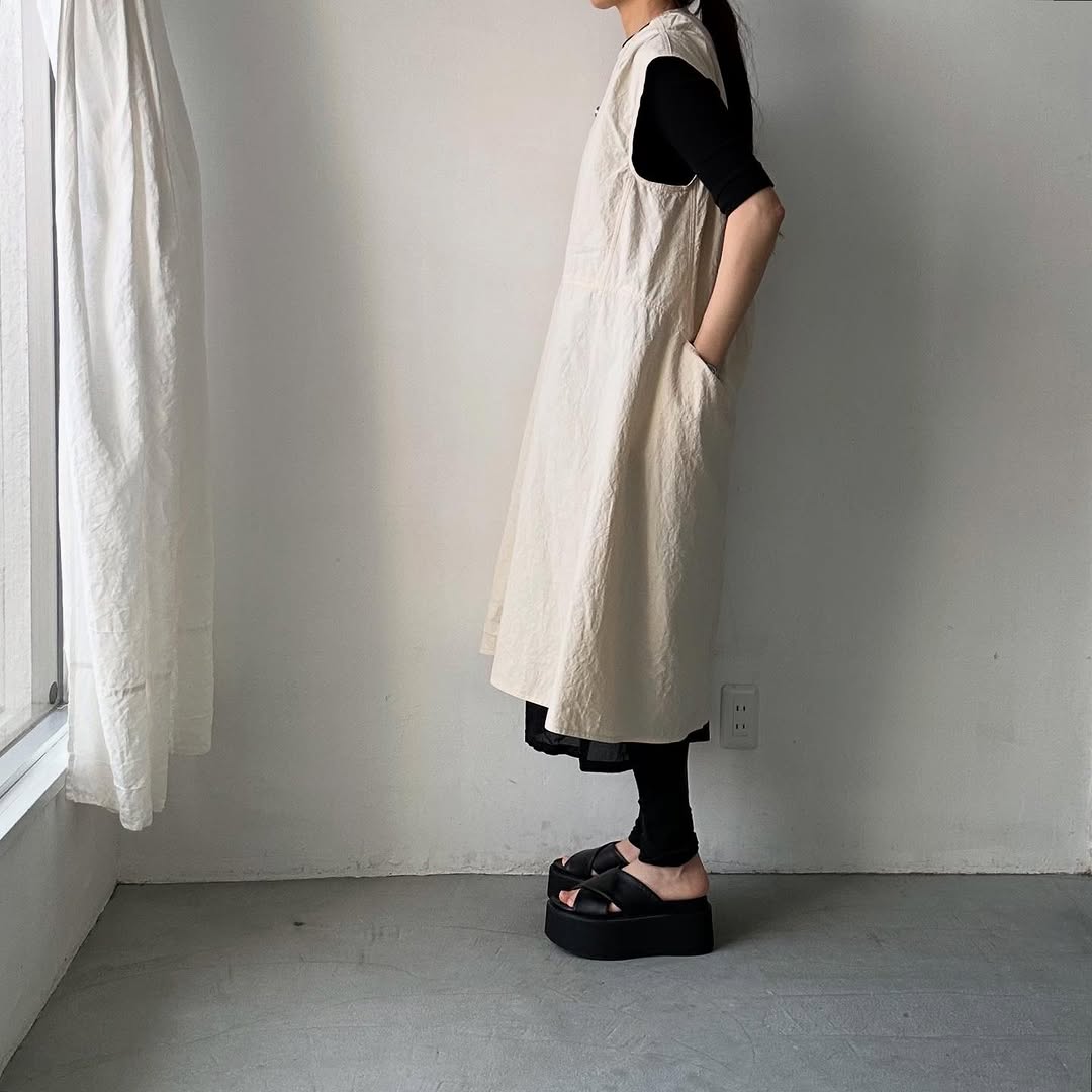 R&D.M.Co ハイカウントコットンパンチドバッグドレス