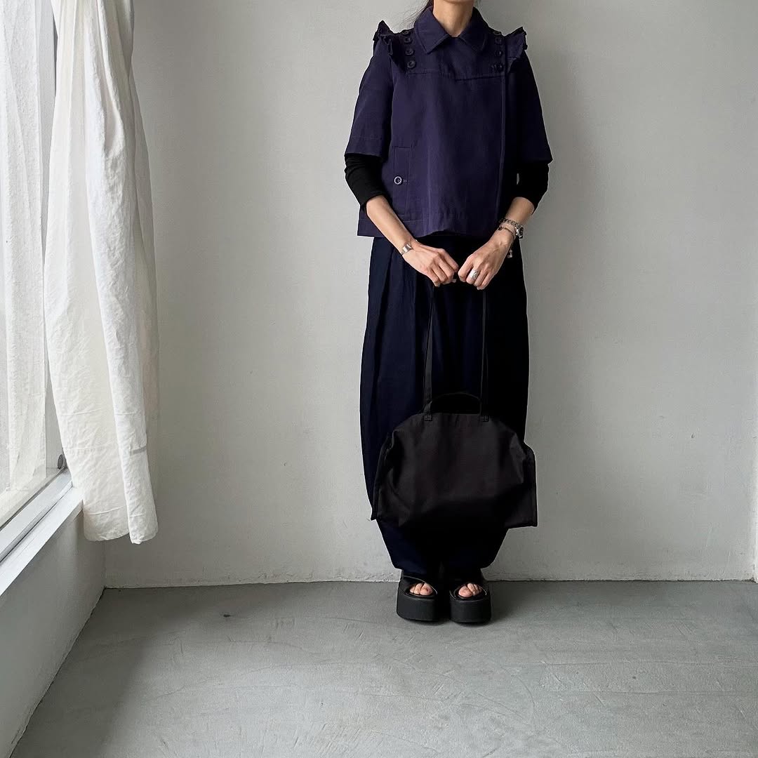 TENNE HANDCRAFTED MODERN ベンタイルコットンボストンバッグ ブラックS