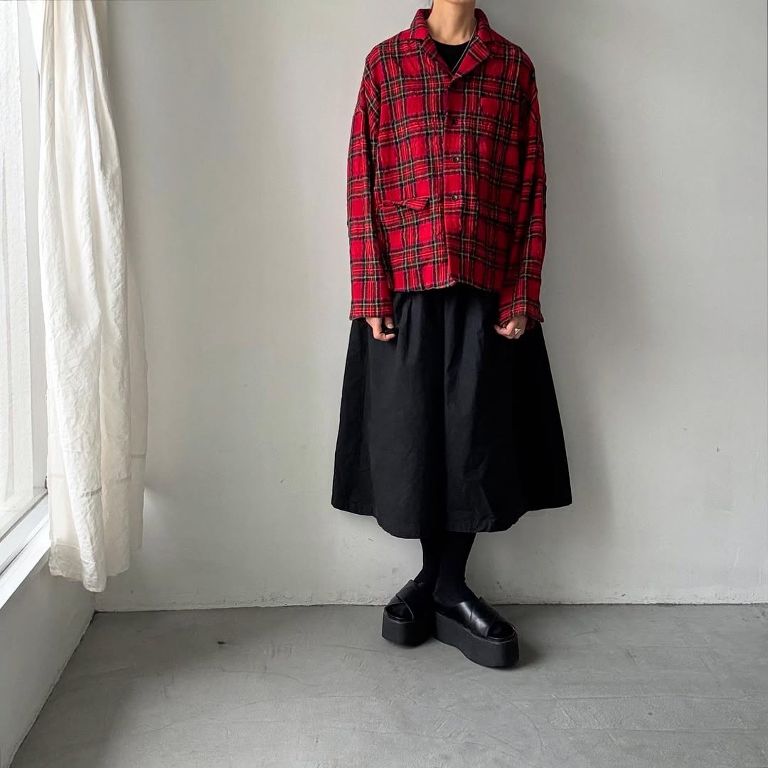 atelier naruse ウールコットンタータンチェックテーラードジャケット