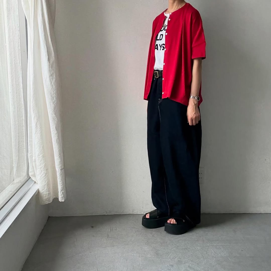 Linenya Tシャツカーディガン レッド