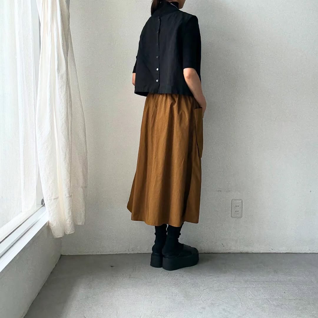 R&D.M.Co ガーメントダイタイプライターポケットスカート ブラウンS