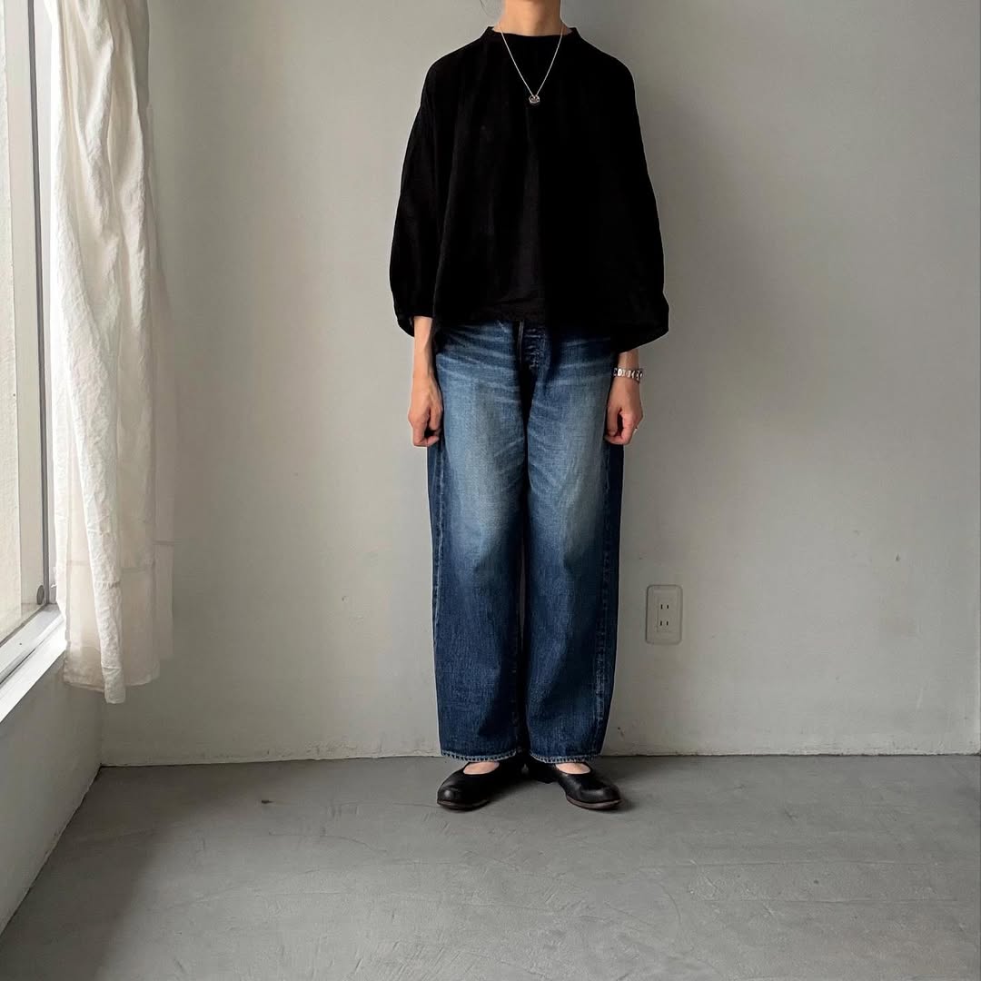 R&D.M.Co リネンヘンプスモックブラウス ブラック