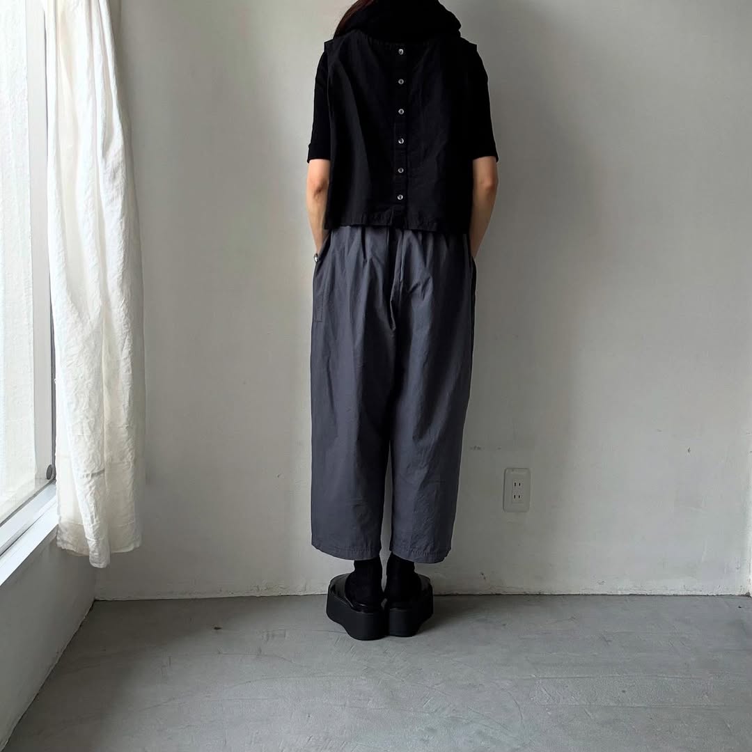 homspun パルキーシーチングコットンギャザーパンツ グレー