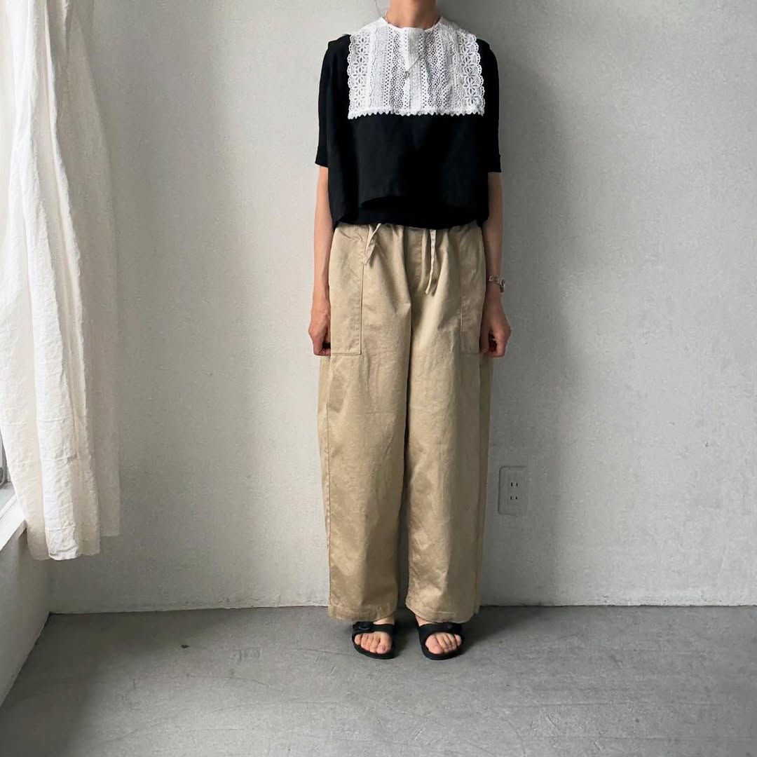 homspun 高密度ウエポンギャザーパンツ ベージュ