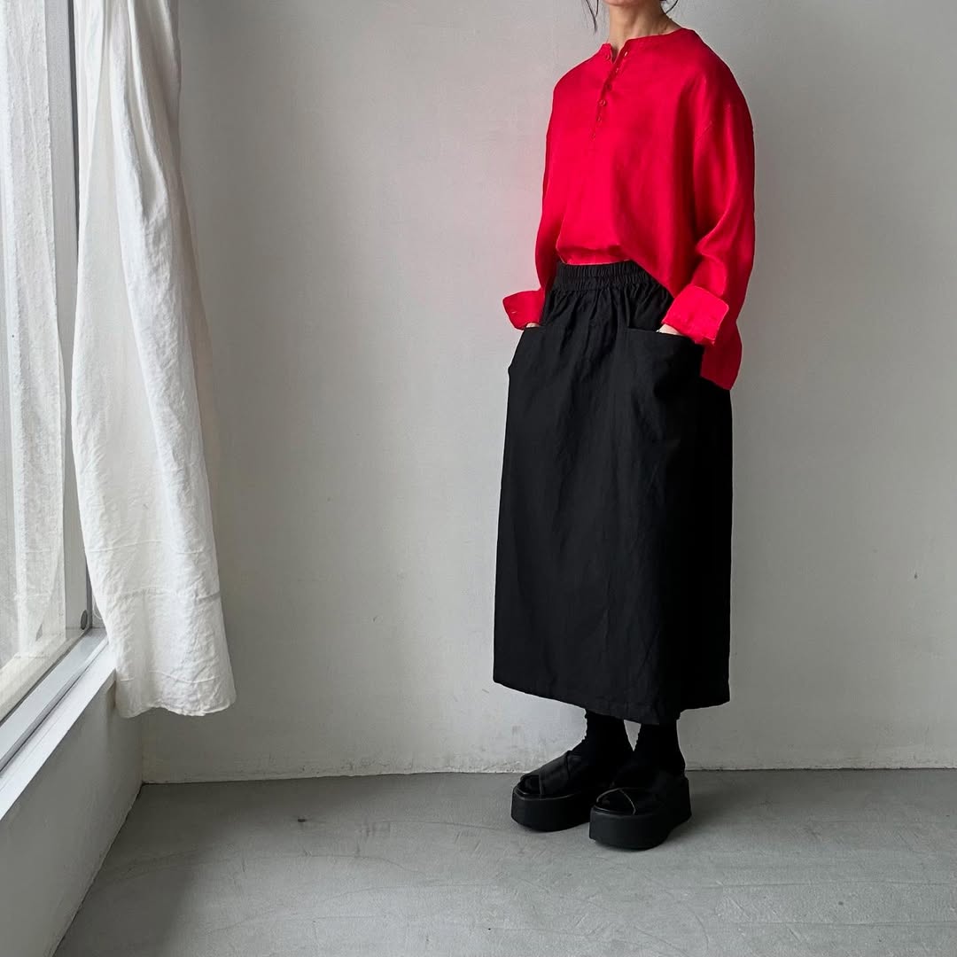 atelier naruse リネンスモックブラウス レッド