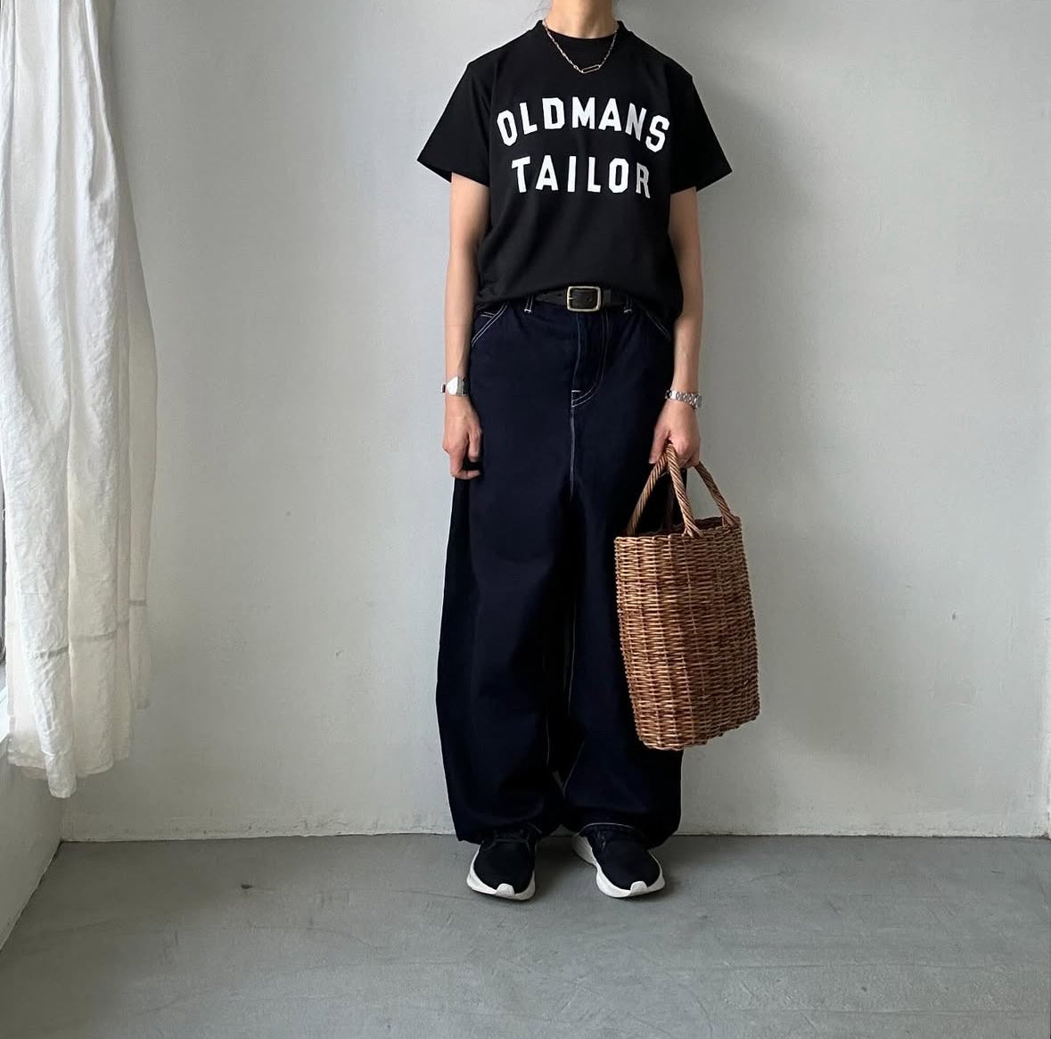 OLDMANS TAILOR OMTラバープリント半袖Tシャツ ブラック