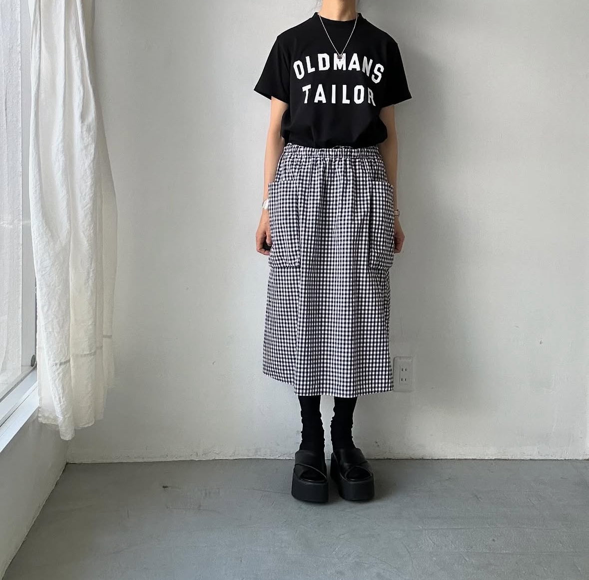 OLDMANS TAILOR OMTラバープリント半袖Tシャツ ブラック
