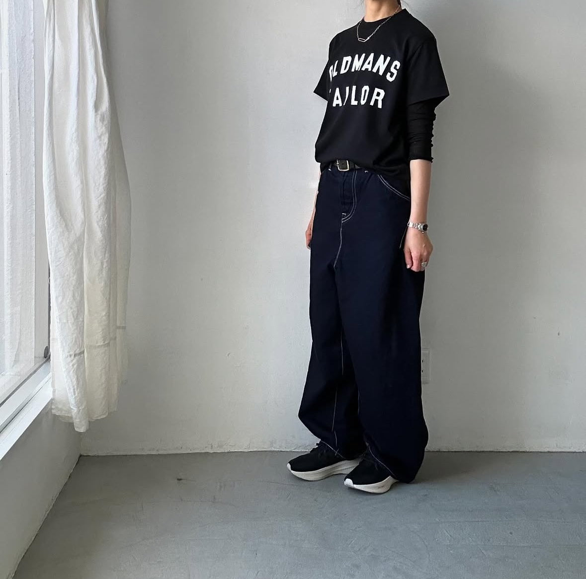 OLDMANS TAILOR OMTラバープリント半袖Tシャツ ブラック