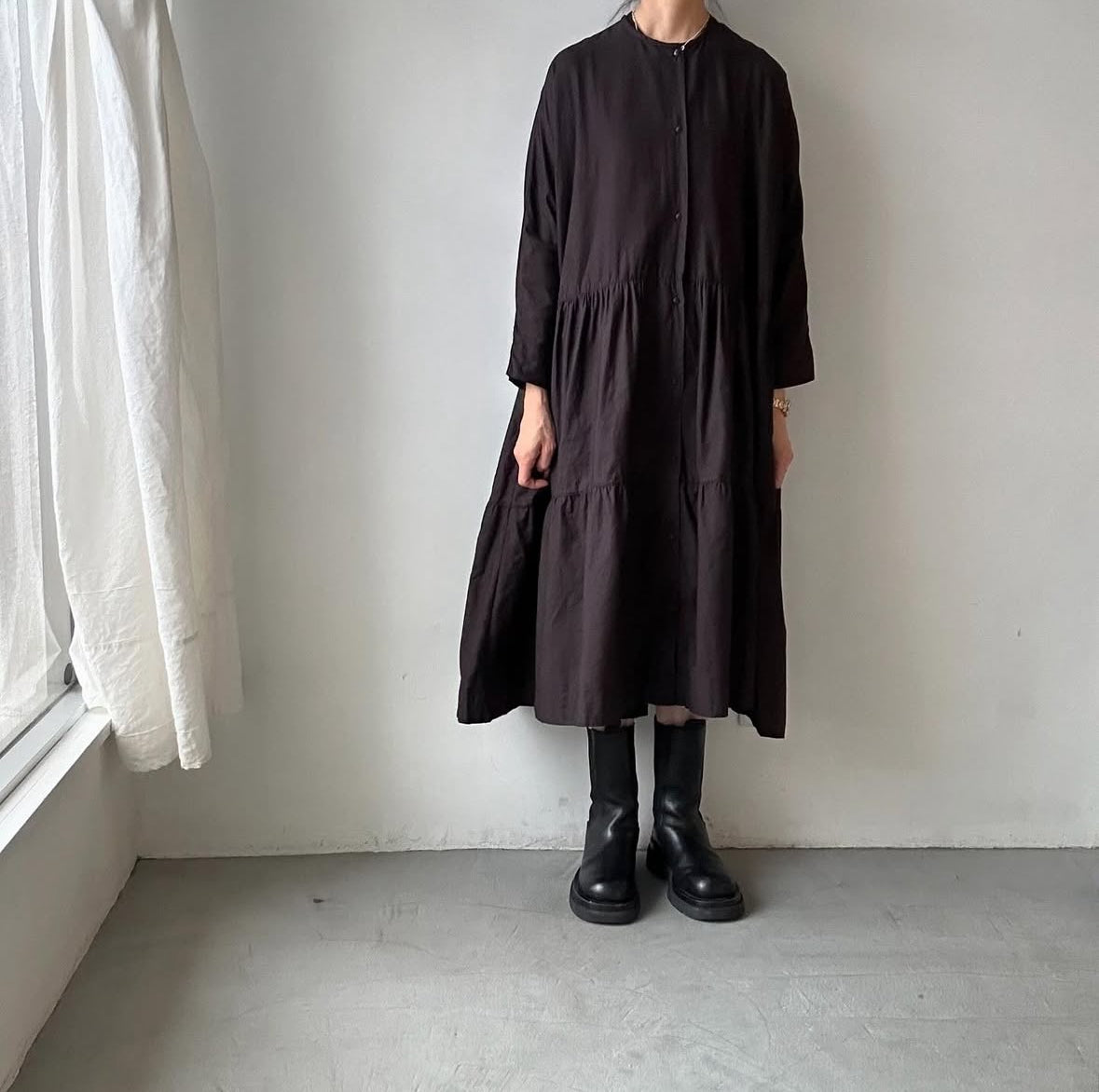 jujudhau デッドストックコットンティアードドレス