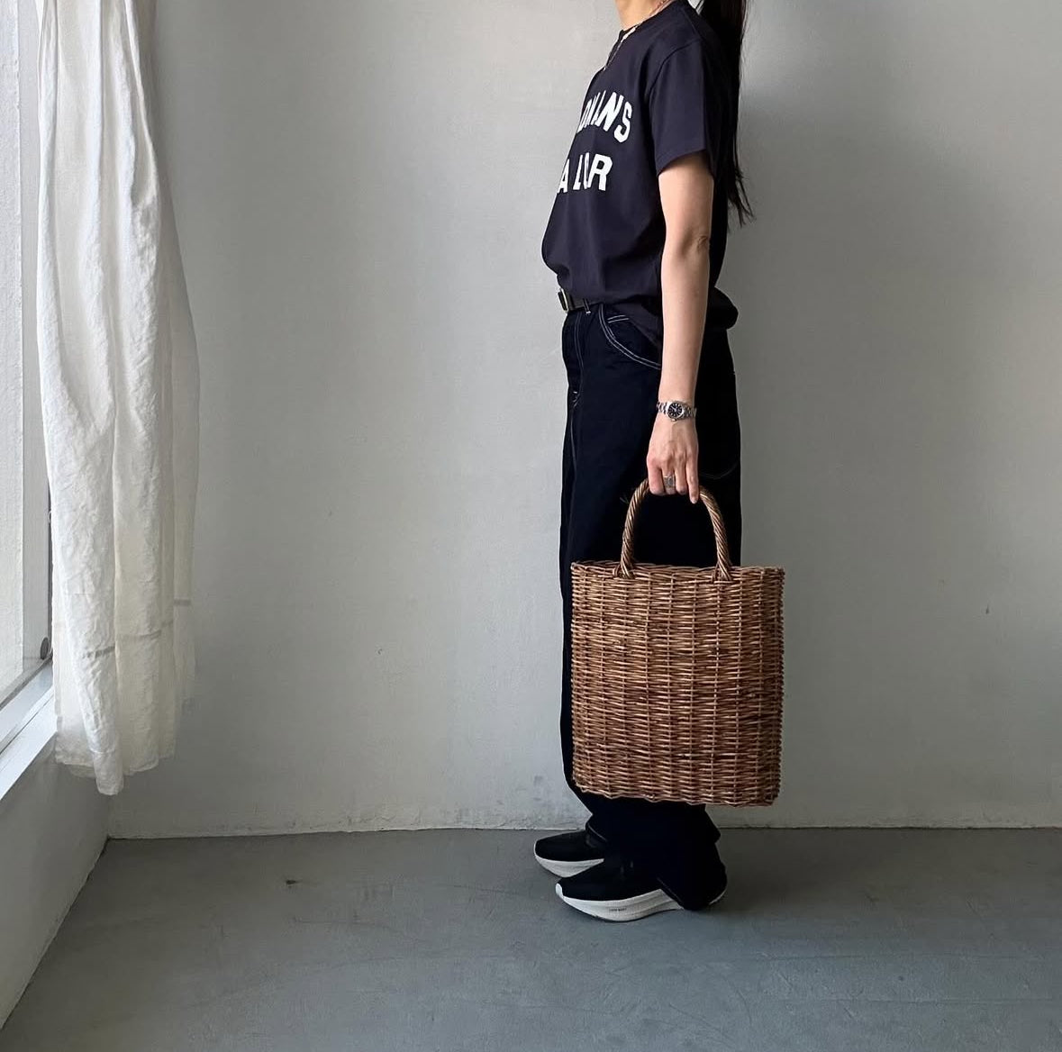 OLDMANS TAILOR OMTラバープリント半袖Tシャツ ネイビー