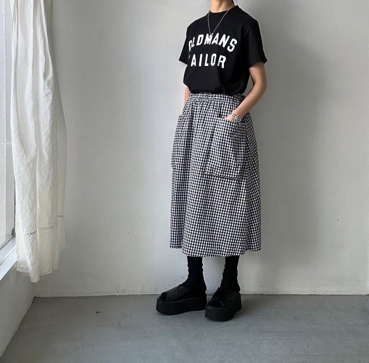 OLDMANS TAILOR OMTラバープリント半袖Tシャツ ブラック