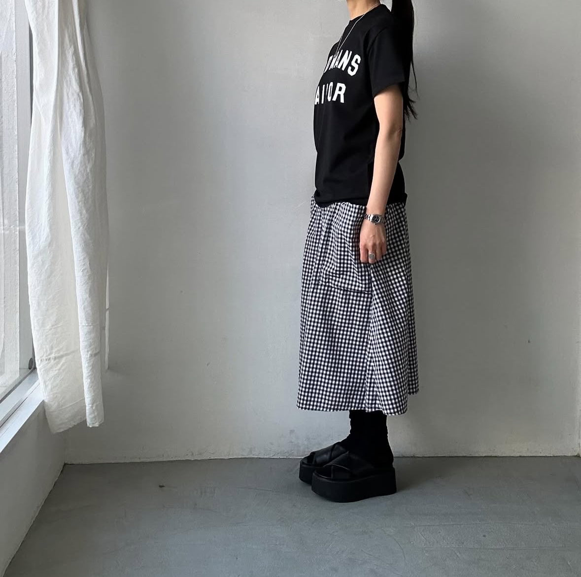 OLDMANS TAILOR OMTラバープリント半袖Tシャツ ブラック