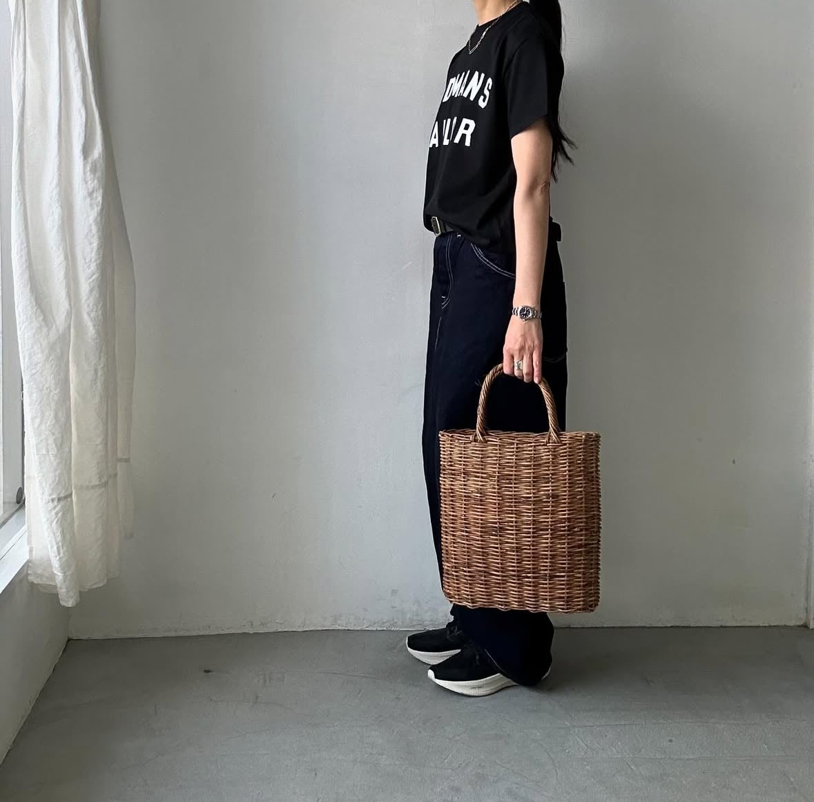 OLDMANS TAILOR OMTラバープリント半袖Tシャツ ブラック