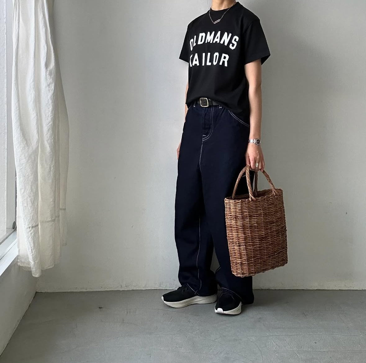 OLDMANS TAILOR OMTラバープリント半袖Tシャツ ブラック