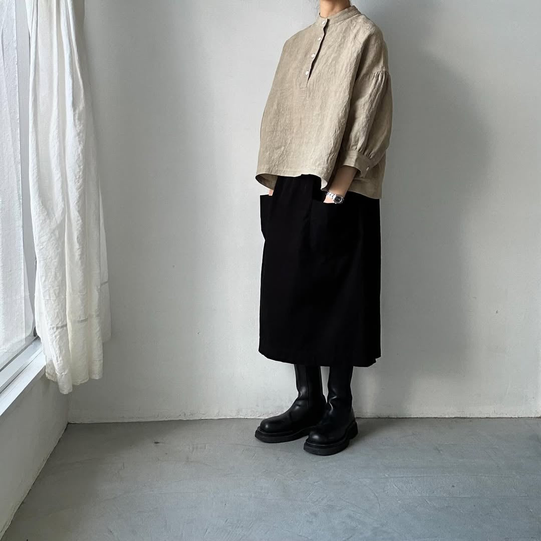 Linenya リネンスタンドカラーブラウス