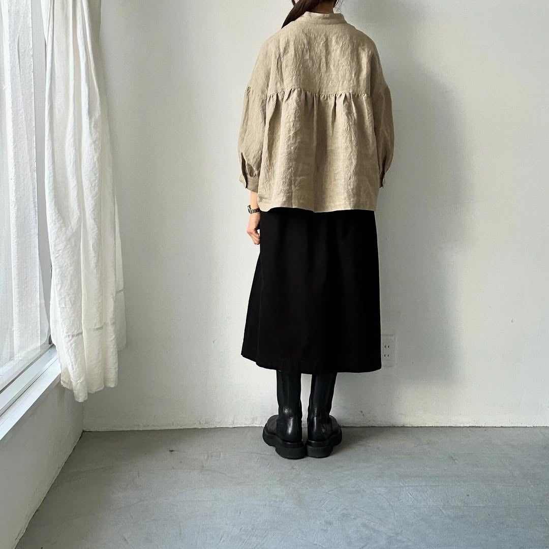 Linenya リネンスタンドカラーブラウス