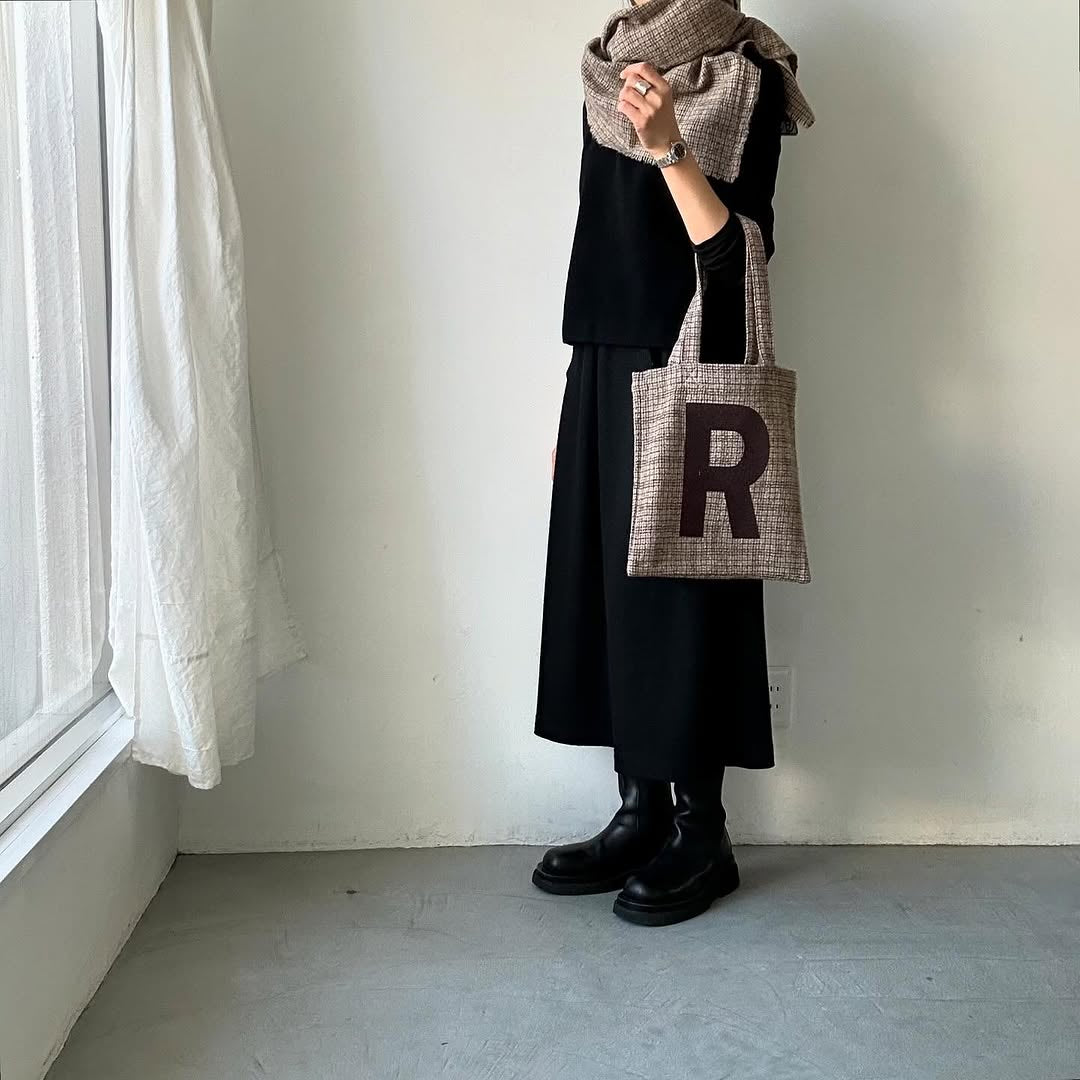 R&D.M.Co ウール ガンクラブチェックRトートバッグ