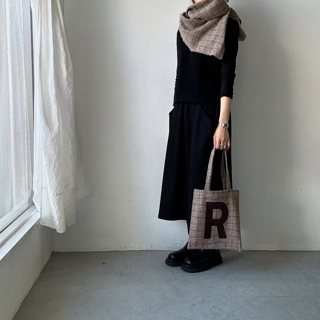 R&D.M.Co ウール ガンクラブチェックRトートバッグ