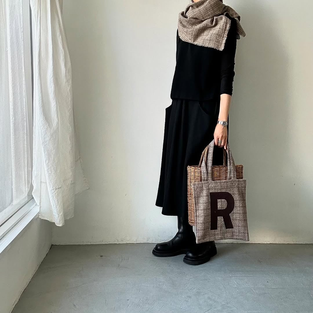 R&D.M.Co ウール ガンクラブチェックRトートバッグ
